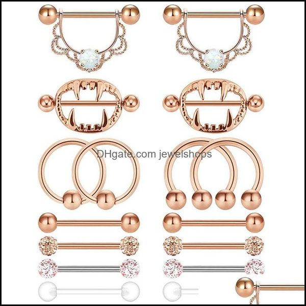 

14g nipplerings nipple ring women surgical steel horseshoe circar barbell hoop tongue piercing retainer body jewelry drop delivery 2021 ring, Silver