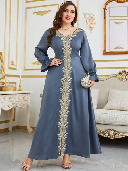 

plus guipure lace appliques flounce sleeve split hem dress w2eg#, Black