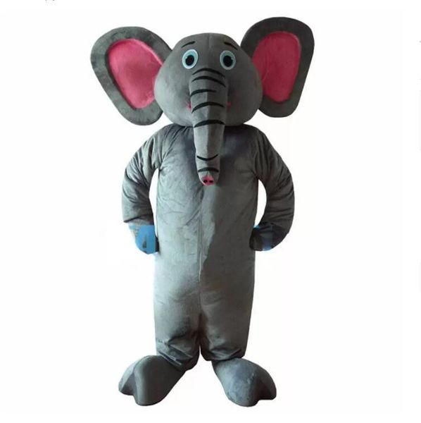 Ausverkauf Graues Elefanten-Kostüm/Rosa-Augen-Elefant-Maskottchen-Kostüm-Sets für Geburtstagsfeier