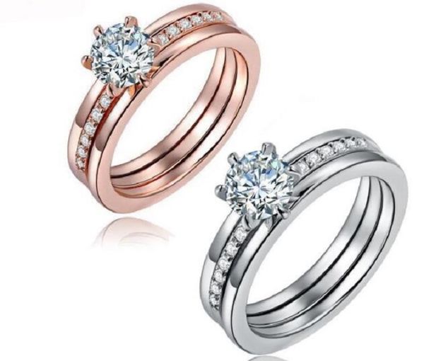 

18k plated gold ring engagement couple with diamond ring set, Slivery;golden