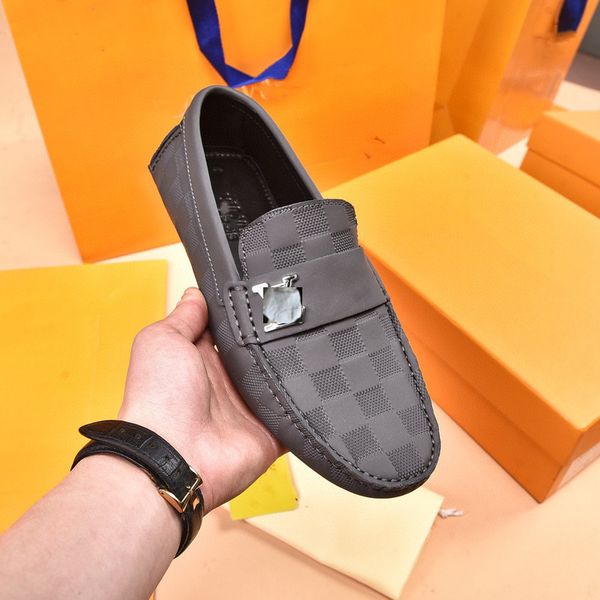 

48 style men l brand dress wedding slip-on buckle strap shoes italian style designer loaer casual business genuine leather pointed size us 6, Black