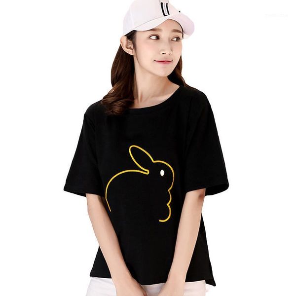 T-shirt da donna 2022 T-shirt da donna in cotone estivo T-shirt da donna a maniche corte coreana carina Abbigliamento per maglietta Kawaii nera bianca Top Femme Blusas YZ