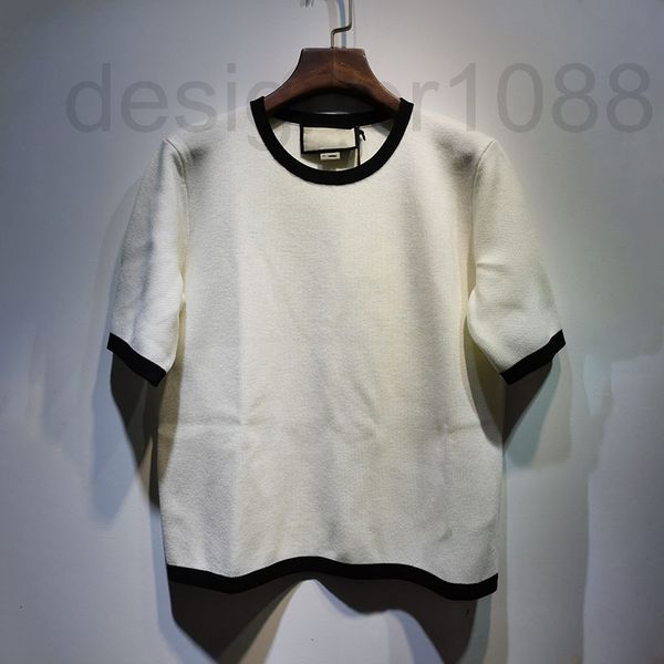 

women's knits & tees designer spring and summer 2022 new tongle round neck knitted pullover short sleeve loose solid color versatile si, White