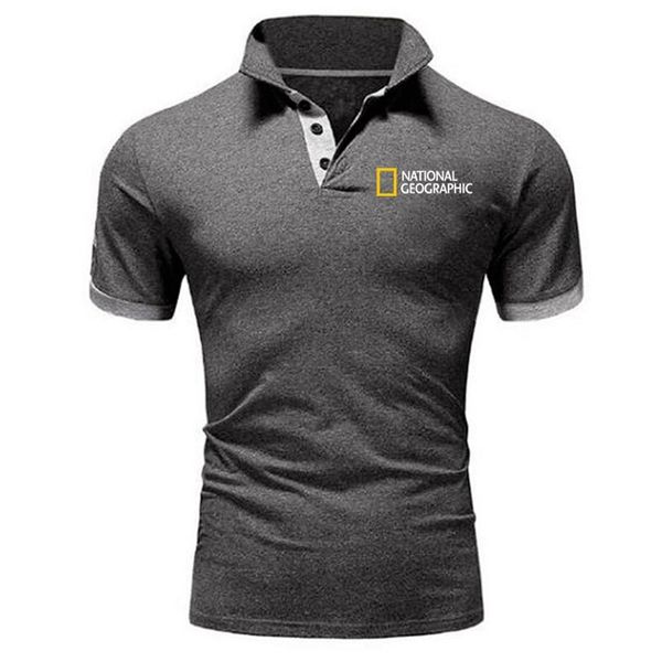 

national geographic channel polo classic brand men polo shirt men casual solid short sleeve cotton polos 220704, White;black