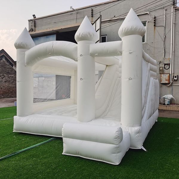 

inflatable jump bounce jumper house wedding bouncy castle with slide combo all white bouncer jumping bed