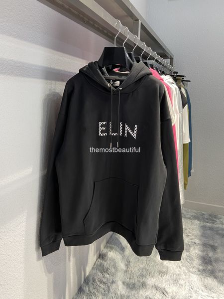 

men's hoodies & sweatshirts french fashion brand autumn winter chest letters black white checkered willow nail printed couple jacket