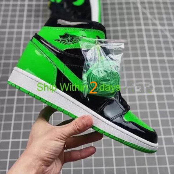 

ship within 2 days shoes 1s high board basketball 1 man women patent leather fluorescent green beika blue black red paint alarm light