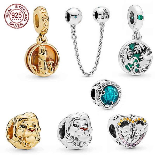 

2019 new 100% 925 sterling silver summer 1:1 shine gold lion king simba charm fit diy europe women original bracelet jewelry aa220315, Black