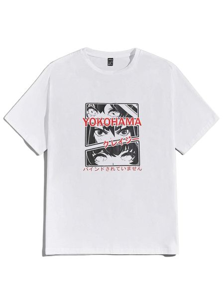 

extended sizes men japanese letter & figure graphic tee r11j#, White;black