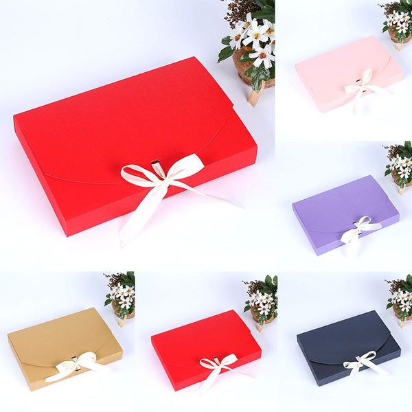 Enrole de presente Multicolor Kraft Paper Fardboard Bag Bag Cartões de convite de casamento Caixa de embalagem PO Post Cart BoxGift