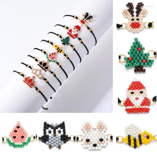 Очарование браслетов DIY Woven Toven Toven Toven Miyuki Beads Bracelet Boho Santa Claus Elk Простая дружба ручной работы для женщин подарки LARS22