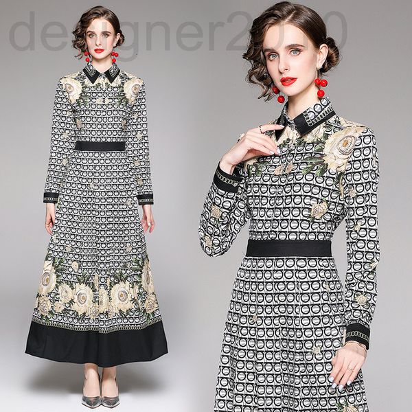 

casual dresses designer 2021 - fashionable and versatile waist closing slim positioning print dress 317i, Black;gray