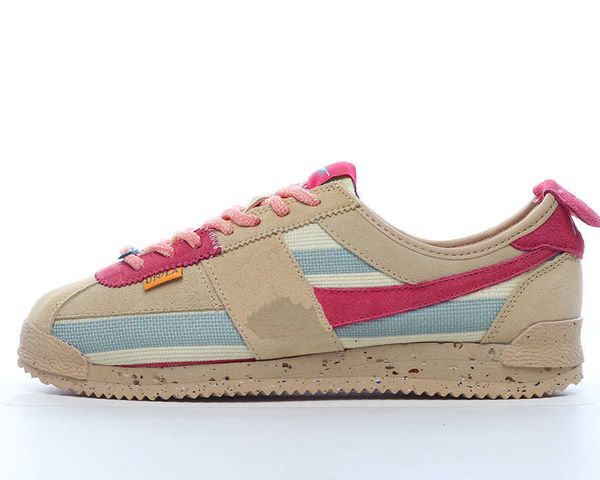 

union x casual shoes cortez low khaki red leisure shoe sneakers with box