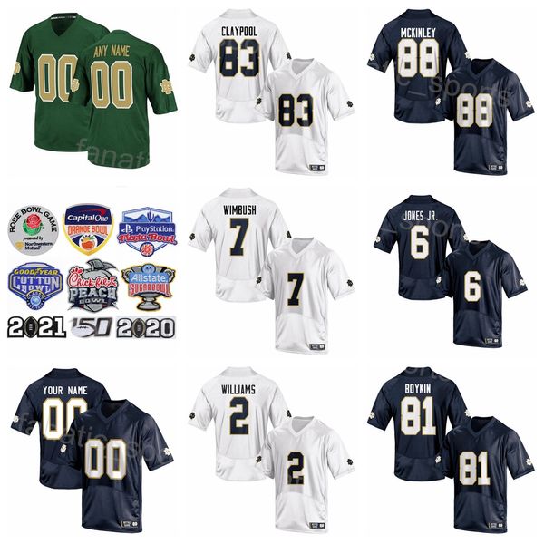 NCAA College Football 83 Chase Claypool Jersey 2 Dexter Williams 81 milhas Boykin 7 Brandon Wimbush 88 Javon McKinley 6 Tony Jones Jr para fãs de esporte Brandable Breathable