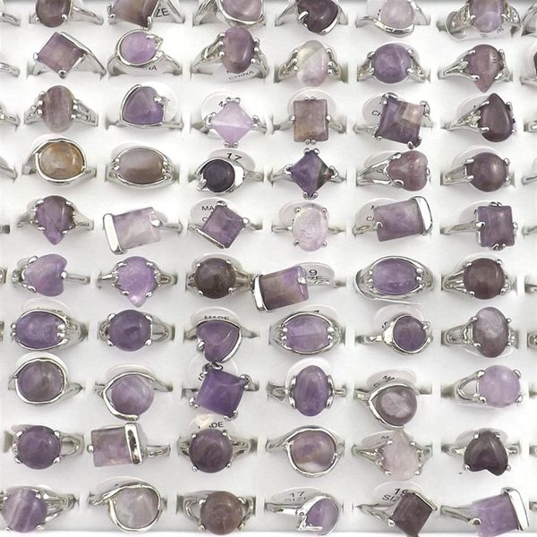 

natural amethyst stone rings gemstone jewelry women's ring bague 50pcs valentine's day gift300x, Golden;silver