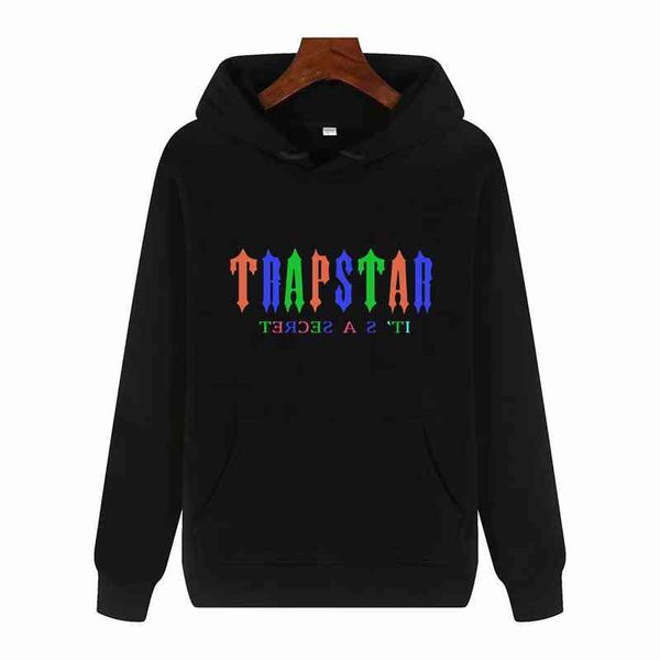 

new selling men's brand hoodie sweatshirt trapstar letter print cotton autumn winter jacket casual, Black