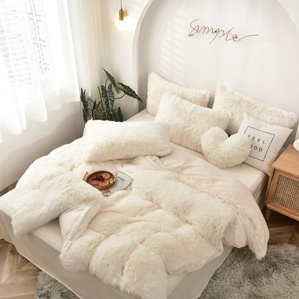 

Dropshippingwinter warm thickened cow coral fleece bedding quilt cover Four-piece set Mink Fleece Plush Crystal Duvet Cover