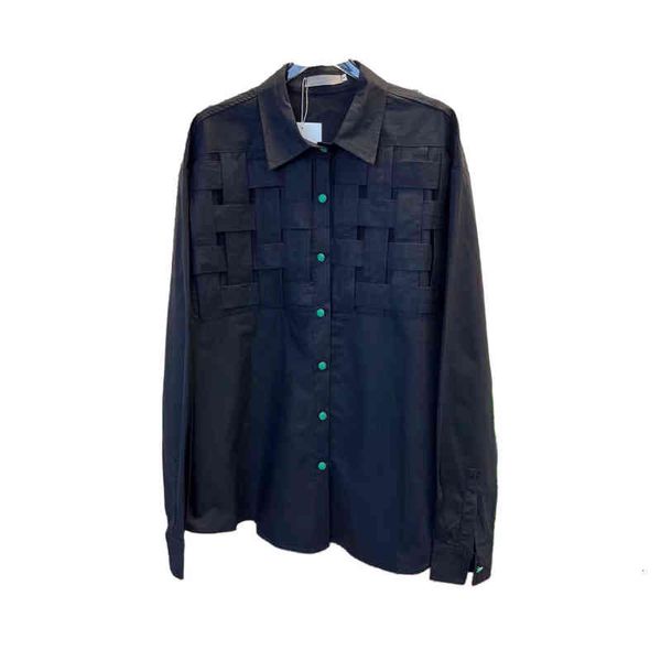 

designer men's women's casual oversized shirts luxury trendy braid weave decoration classic green long sleeve office elegant cloth, White;black