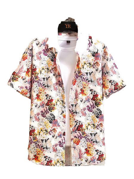 

men random floral print shirt without tee 56yn#, White;black