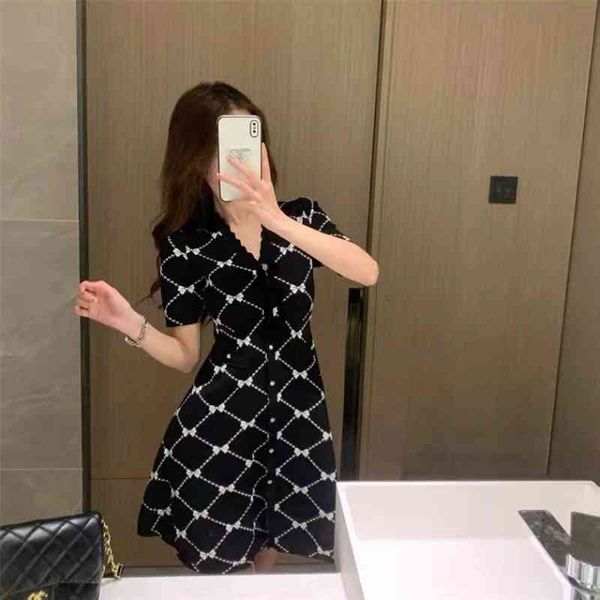 

casual dresses summer women's wear style small thin fragrant high-grade hepburn black knitted dress, Black;gray