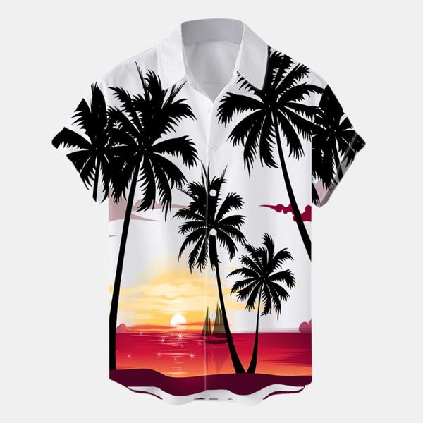 Erkekler rahat gömlek vücut takım elbise erkek tulum erkek yaz plaj ağacı baskı gömlek bluz kısa kollu geniş şerit t üstleri menmenler için