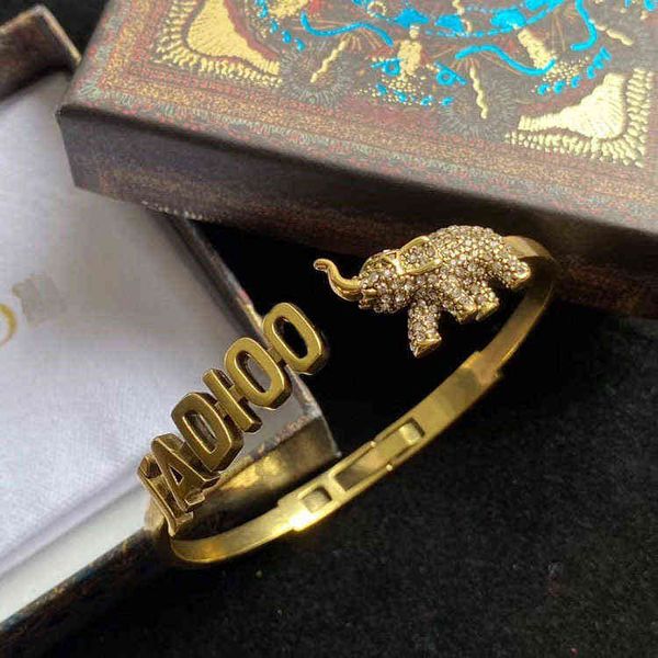 

jewel full diamond elephant bracelet old fashion punk men's and women's opening adjustment bracelet, Black