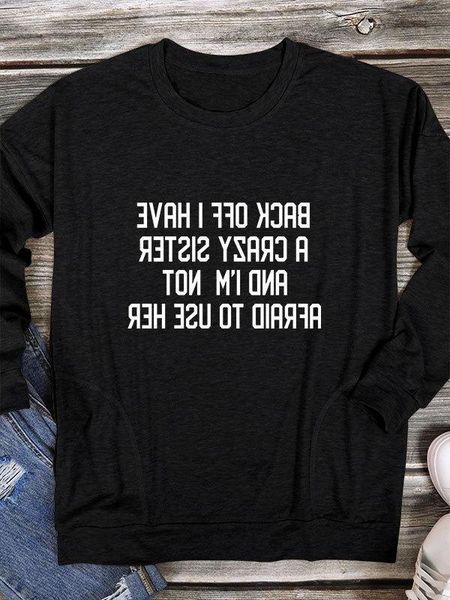 

50%discount i fall new back off have a crazy crew neck pocket long sleeve t factory direct sale, White