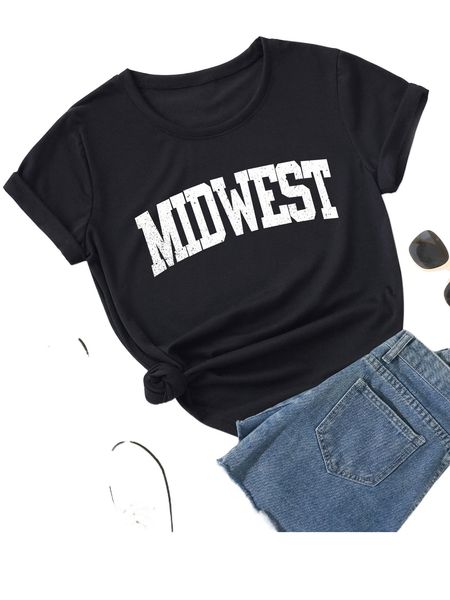 

letter graphic round neck tee 03qu#, White
