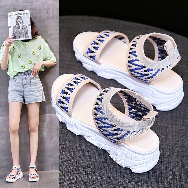 

sandals designer 2022 new thick soled sandals women's flying fabric breathable overshoot leisure beach shoesrv2j, Black