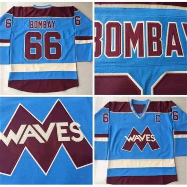 Nivip Blue 66 Maglie da hockey Gordon Bombay Economiche MOLTO RARO SENZA RISERVA Gordon Bombay Gunner Stahl Mighty Ducks Waves Uniformi da hockey