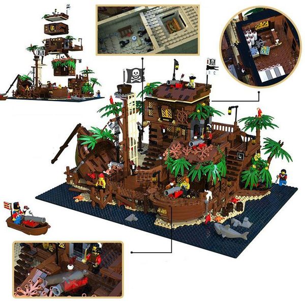 

21322 pirates of barracuda bay 698998 49016 pirate theme series ideas model building blocks bricks 3520pcs christmas toys gifts z0518