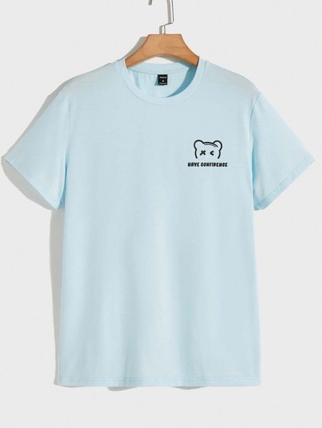 

men cartoon & slogan graphic tee h1z7#, White;black