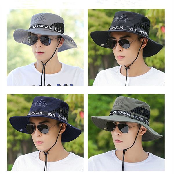 

new hat designer sun hat bucket hats men's riding mountaineering fishing outdoor suns cap, Blue;gray