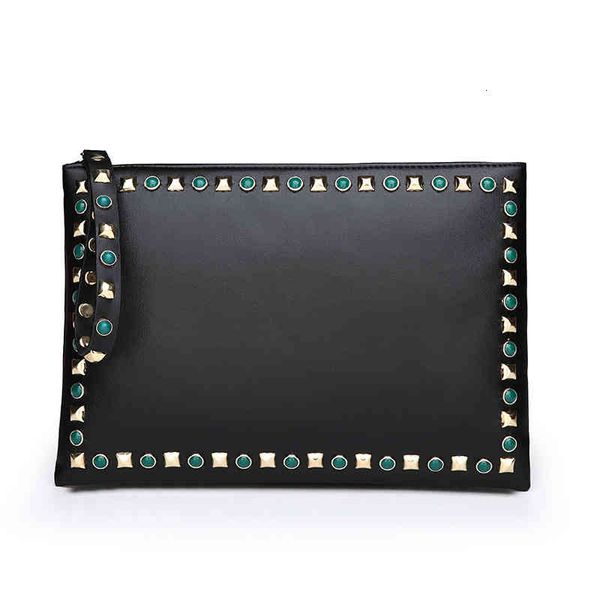 

handbags bags women's 2022 high-capacity fashion rivet envelope bag, Black;red