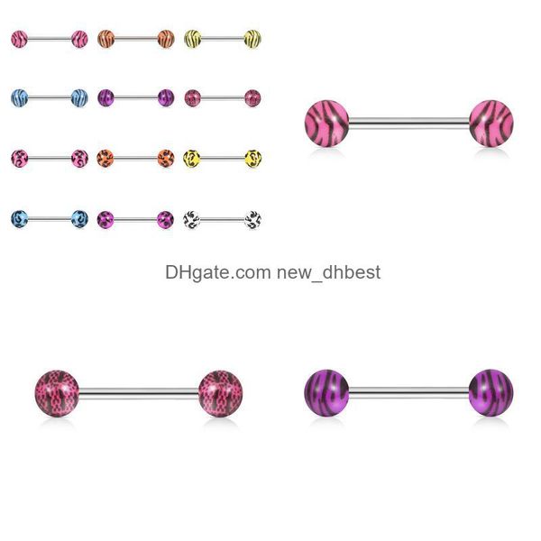

navel bell button rings body jewelry piercing newdhbeidien acrylic stainless steel leopard tabs 12pcs combination kit puncture, Silver