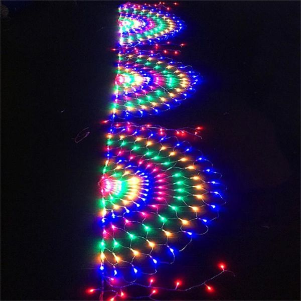 Струны год 3 м. Павлин сетка светодиодная рождественская струна Light Eu/Us Plugure Outdoor Fairy Lights Garland для свадебной вечеринки сад патио декор