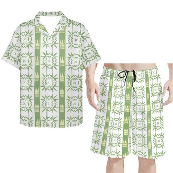 Studi da uomo per maschi 4xl taglie forti estivi set di stampe per camicia hawaiane Shorts Stupy Beach Wear Outfitsmen di Outfits degli casual Polinesene personalizzati