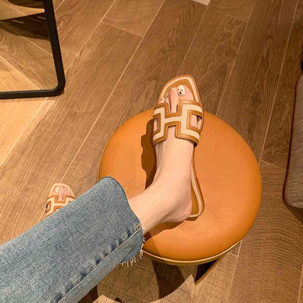 

genuine herme slippers orans sandal paris h slipper orans sandals women wear te new summer 2022 sanya seaside resort beac and leisure flat, Black