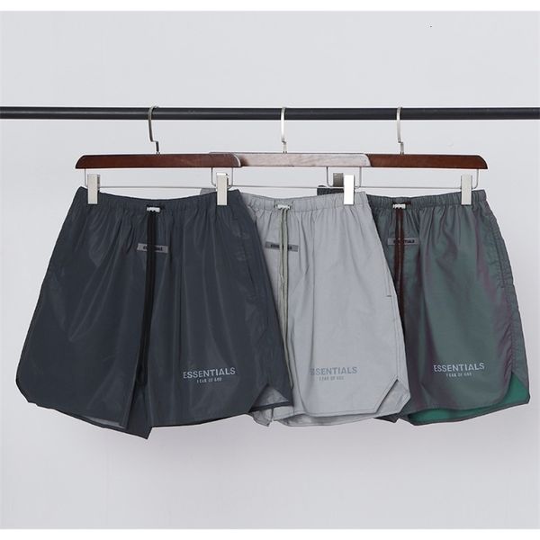 

men's shorts summer fog double thread thin reflective laser leisure high street fashion shorts c223, White;black