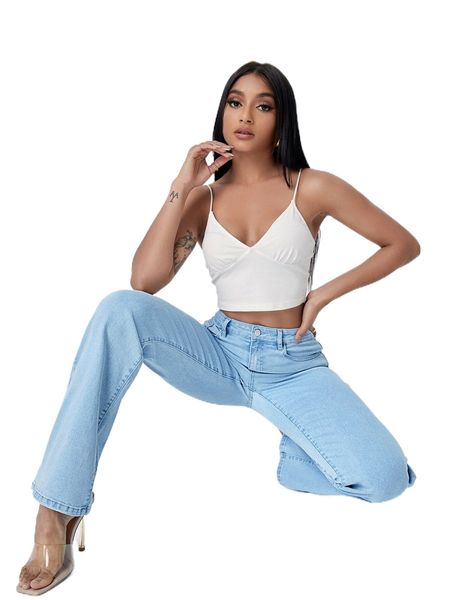 

high waisted zip fly bootcut jeans 04sk#, Blue