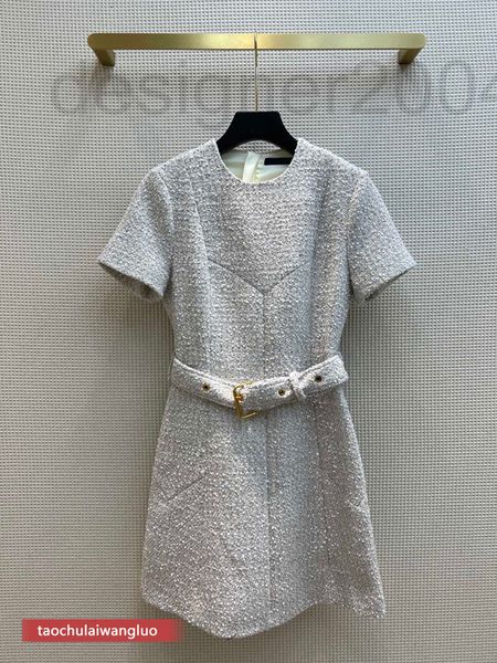 

casual dresses designer cl39552 shenzhen nanyou xiaoxiangfeng tweed dress celebrity temperament waist a-shaped middle skirt high-end female, Black;gray