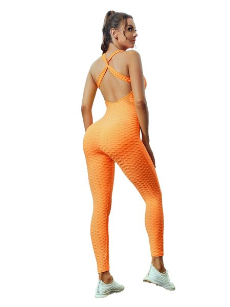 

twist backless solid sports jumpsuit g3eo#, Gray