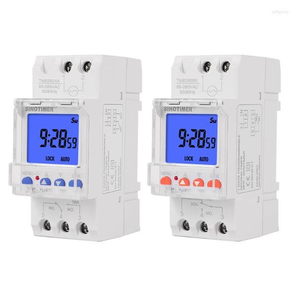 Elektronischer wöchentlicher 7-Tage-programmierbarer digitaler Timer mit Hintergrundbeleuchtung, LCD-Zeitrelais, DIN-Schienenmontage, AC 85–265 V. Schalter