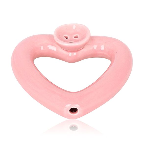 hoenypuff 90 MM Rosa Ceramica a Forma di Cuore Pipa per Erbe con Ciotola di Tabacco Pipa per Tabacco Accessori per Tubi di Fumo