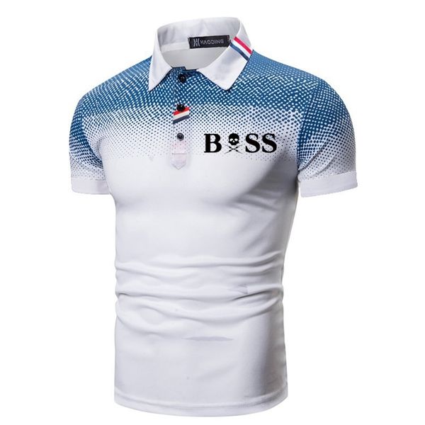 

men polo shirt short sleeve print clothing summer streetwear casual fashion 220719, White;black
