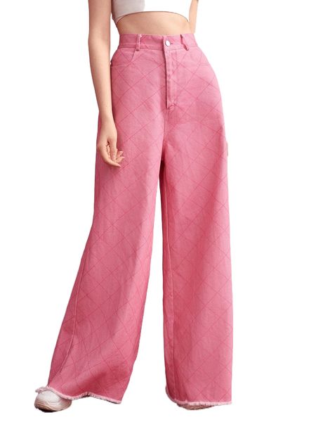 

x pino studios high waist geo print wide leg pants v6zw#, Black;white