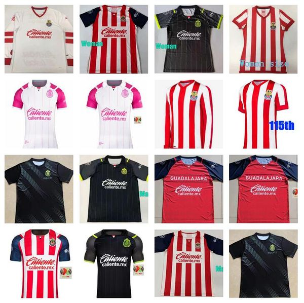 

2021 2122 2023 chivas guadalajara 115th year soccer jerseys home away third 21 22 23 camiseta de futbol jersey kits esports football shirts, Black;yellow