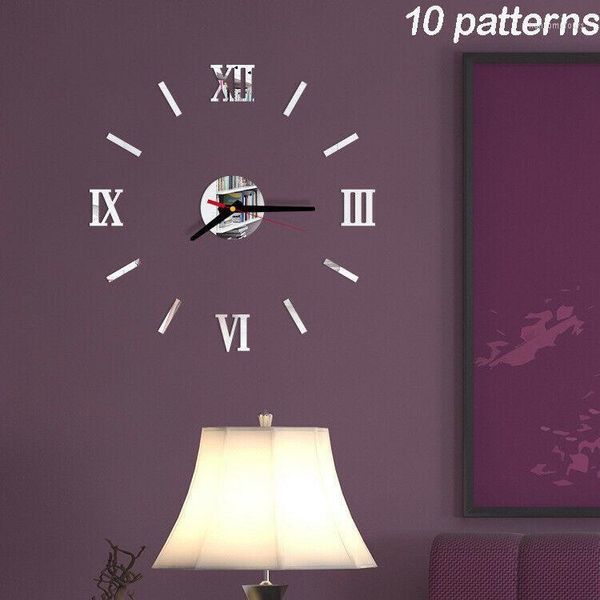 Настенные часы современный DIY большой часовой зеркал наклейка поверхности Большой номер.