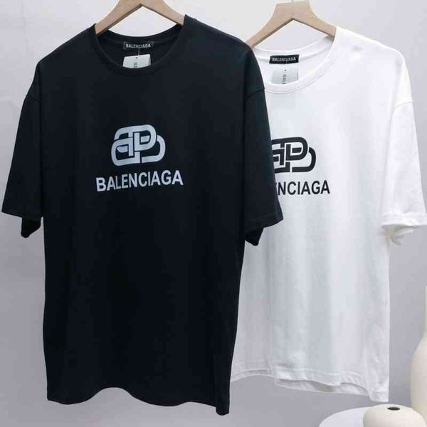 

2022 designer bal t shirt correct version summer paris b home 22ss new lock couple short sleeve oversiz men's and women's same, White;black