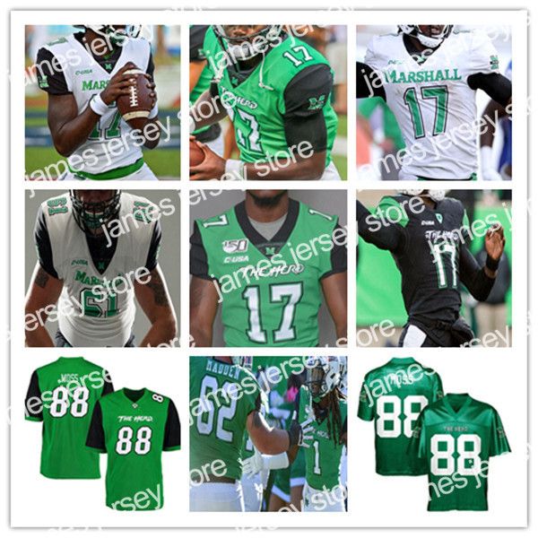 

james custom college marshall thundering herd football jersey randy moss isaiah green willie johnson brenden knox chase litton micah abraham, Black